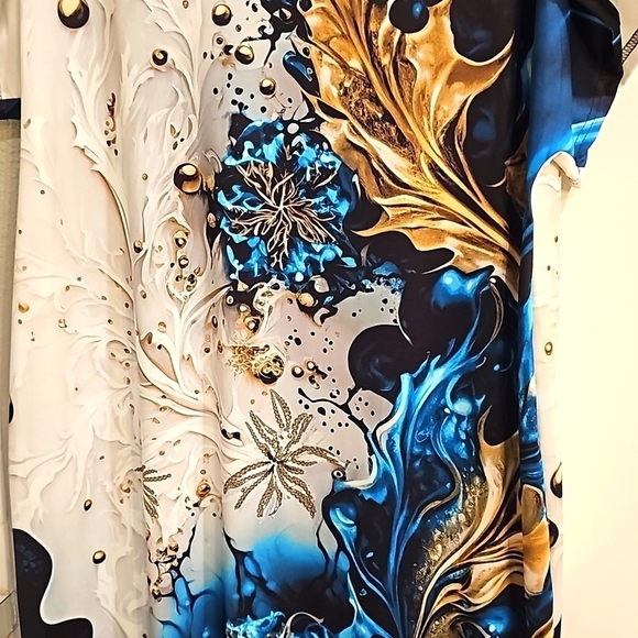 New Mid & Old Life V-Neck Short Sleeve Maxi Dress Underwater Seaprint 4XL - Picture 7 of 14